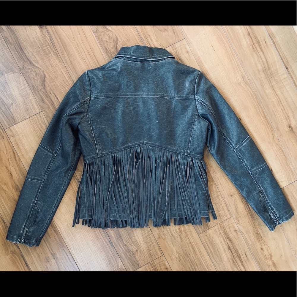 Fringe vegan leather jacket